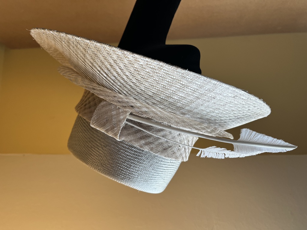 Grey Silver & Gold Sinamay Feather